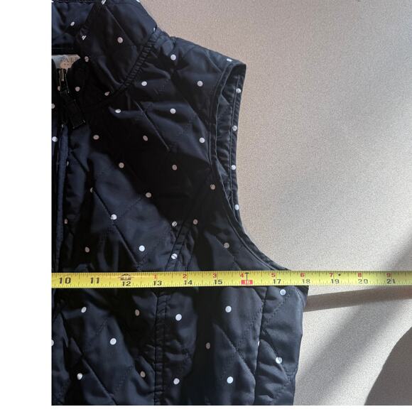 Talbots Outlet Black Light weight Quilted Polka Dot Vest SP Fall Layer Cozy - Picture 4 of 5